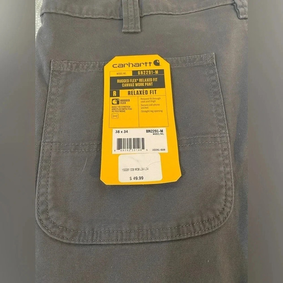 Carhartt RUGGED FLEX® RELAXED FIT CANVAS WORK PANT. Gravel gray. Size 38x34 - Picture 7 of 12